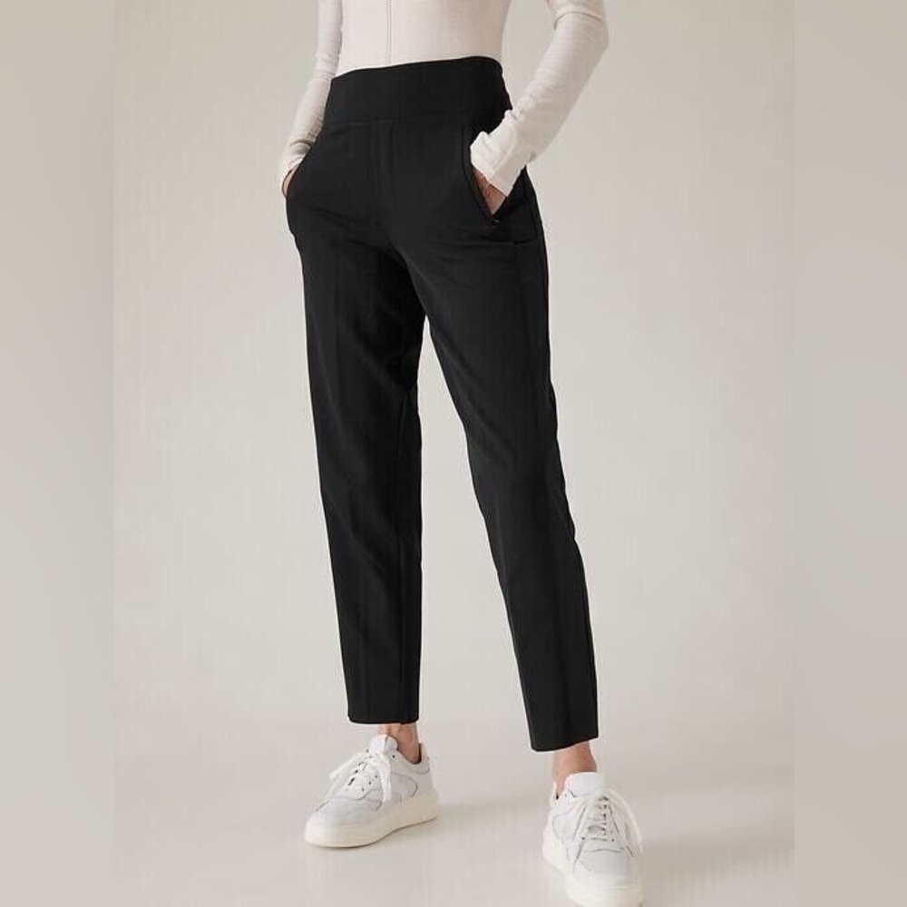 NWT Athleta Black Endless Satin Side Stripe Pant Size 14 $109